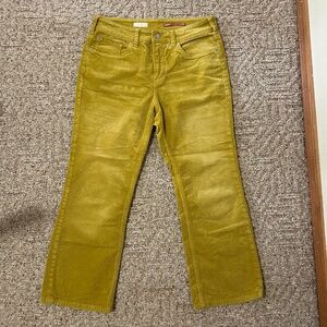 The Yaya Mid-Rise Crop Flare Corduroy Jeans 29P Chartreuse